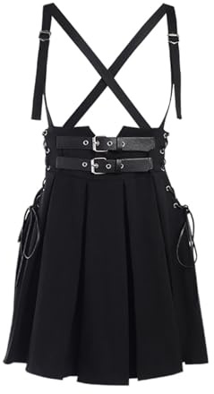 YINGWIN Jupe plissée gothique dos nu mini jupe rue Lolita jupe Y2K boucle cravate jupe Steam Punk femmes, Noir , L