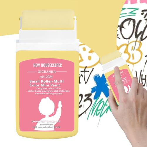 Qaestuan Wandfarbe Ausbessern Gelb, Wandreparatur Rollbürste mit Wandreparaturpaste, Fleckenentferner für Wände und Decken, Schnelles Trocknen Ausbesserungsfarbe für Flecken, Risse, Kratzer, Graffiti