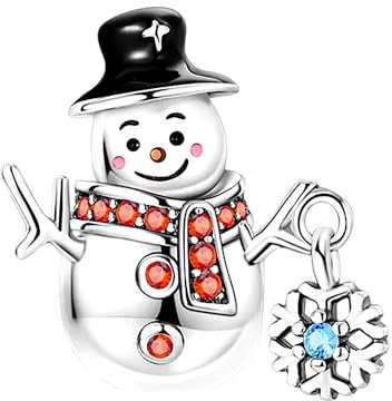 Charm-hänge i snögubbedesign – vintertid julklapp snöflinga vänner familj kärlek – berlock 925 silver – berlockarmband hänge smycken tillbehör gåva sterlingsilver, B/H/T ca: 12 x 14 x 8 mm /