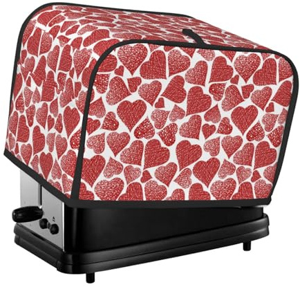 Copertura per tostapane a 2 fette, con cuori, con tasche, per piccoli elettrodomestici da cucina, protezione dalle impronte digitali, lavabile in lavatrice
