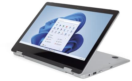 PRIXTON Ordenador Portátil Convertible Flex Pro con Pantalla Táctil de 11.6”, Windows 11 Home, Procesador Intel Celeron N4020, Memoria 4GB RAM / 128GB, Teclado en Español
