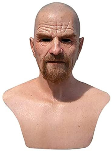Applysu Old Man Mask Scary Realistic Full Head Old Man Wrinkle Mask Scary Halloween Costume Props for Masquerade