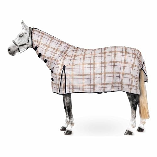 Horze Caballos Defender - Manta antimoscas con protección para el cuello y cola, protección contra insectos y rayos UV