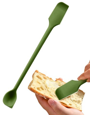 Spatola raschietto per barattoli - Cucchiaio a doppia testa in silicone, spalma burro | Design flessibile e resistente al calore, superficie antiaderente con comoda impugnatura per torte, pane, panna,