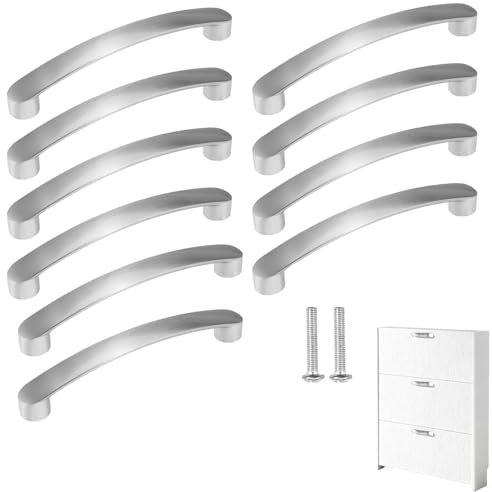 EnixwH 10 Pezzi 96 MM Fori Maniglie per Mobili Maniglia Porta Esterna Pomelli Cucina con Vite Acciaio Inox Maniglie Armadio per Cassetto Armadietti Porte Distanza Cassetti Cucina Camera