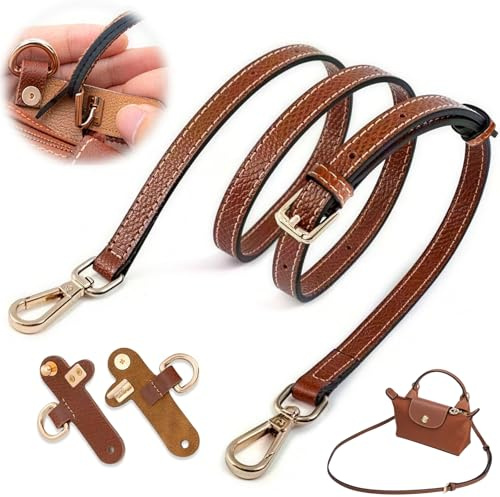 Wosyoodo Strap Compatible for Longchamp Mini Bag Strap, Leather Bag Strap | Adjustable Leather Bag Strap Replacement, Punch-Free Crossbody Strap, Compatible with Longchamp Mini Tote Bag & Purse Handles