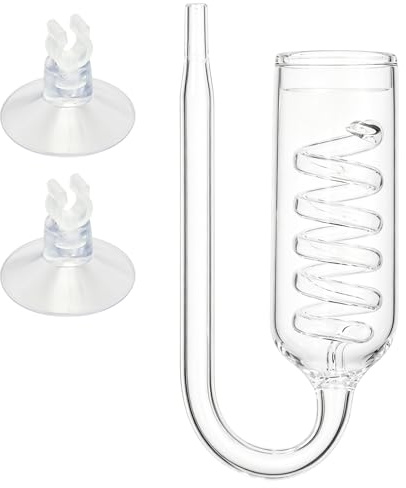 CO2 diffuser akvarium glas, glas diffusor akvarium, akvarium CO2 diffuser U-form 5 cirklar med 2 sugpropp för akvarium växter tanktillbehör