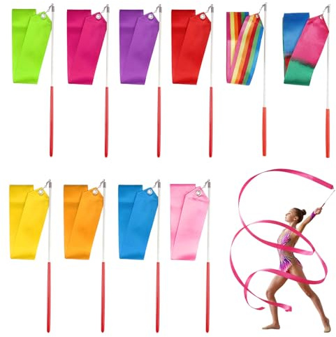 10 Piezas Cintas de Baile, Cinta Gimnasia Ritmica, 2M | Cintas de Ballet para Gimnasia, Banda de Danza Rítmica para Baile Artístico Entrenamiento Actividad de Rendimiento