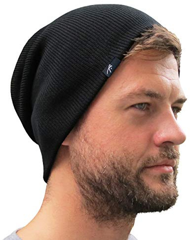Grace Folly Slouch Beanie Hat Winter Cap for Men or Women (Many Colors) (Black)