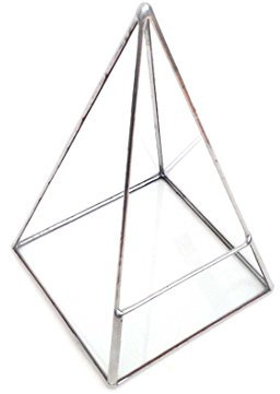 Pyramid Terrarium/Geometric Glass Plant Pot/Modern Planter/Handmade in England (Mega, Silver)