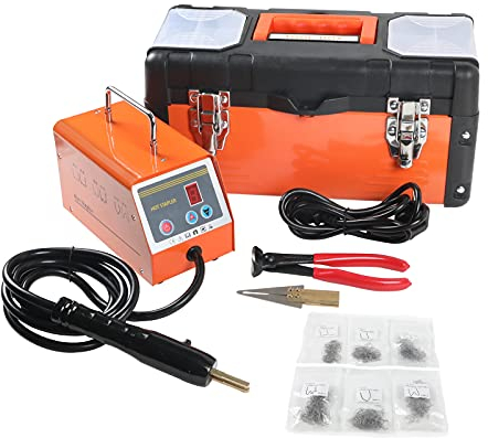 BELEY Equipo de Soldador de Plástico para Reparación de Parachoques de Automóviles, Grapadora de Caliente 30W 220V Máquina de Pistola de Soldadura Plástica con 600pcs Grapas