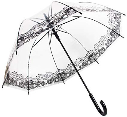 Lancoon Clear Umbrella Large Transparent See Through Bridal Wedding Ladies Walking Stick Umbrellas Bubble Dome Shape