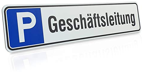Betriebsausstattung24 Aluminium- Verbundplatte Parkplatzschild „Geschäftsleitung“ - Aluverbundplatte - Kennzeichen-Format - B x H 52,0 x 11,0 cm