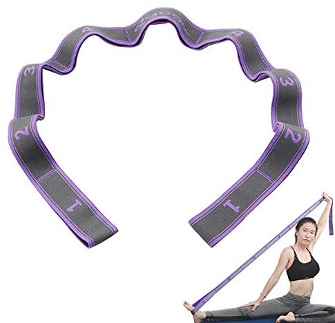 Yoga Stretch Gurt, MOCOBO Stretch Band Gymnastikband mit 8 Schleifen, Fitnessbänder, Hochelastischer Gymnastikband Stretch Gurt Yoga Zubehör