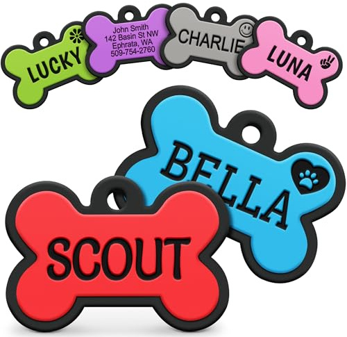 GoTags Silicone Dog Tags, Personalized Engraved Silent Pet Tag, No Noise