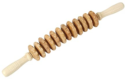 HOVCEH Massageroller Holz, Massage Roller mit Griff, Rücken Massagegeräte Holz, Anti Cellulite Maderotherapie Set für Muskel-Tiefengewebe, Gebogenes Hand-Körpermassagegerät Aus NaturHolz