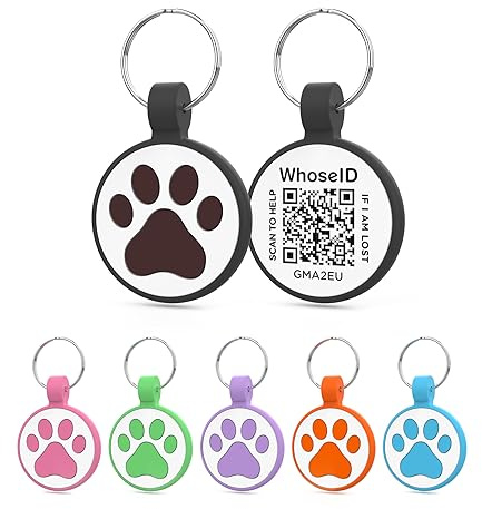 WhoseID Personalized Dog Tag, Laser Engraving QR Code, Silicone Dog ID Tag, Pet Online Profile, Scan QR Code Send Location, Collar Harness Accessories (Medium to Large Breeds - 1.25, Black)