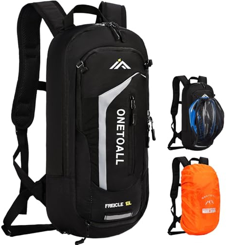 LOCAL LION Zaino da Bici MTB, Zaini Ciclismo 10L per Uomo e Donna, Zainetto Sci con Parapioggia e Protezione Casco, per Moto, Mountain Bike, Running, Camping, Viaggi