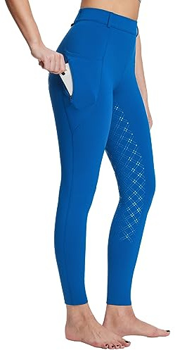 BALEAF dam vinter ridbyxor fleece ridbyxor full trimma ridbyxor dragkedja fickor leggings, blå, XS