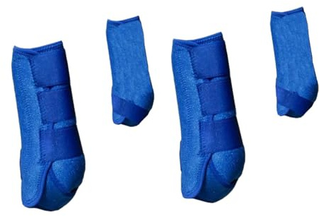 predolo 4 Uds Botas de Caballo Protector de Pierna Equipo Ecuestre Soporte de Neopreno Protectores de Caballo Conjunto Protectores de Pierna, Azul, s