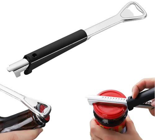 Aischens Apriscatole a Mano, Apriscatole Regolabile in Acciaio Inossidabile, 2 in 1 Apribottiglie per Birra & Apriscatole Manuale Professionale per le Mani Deboli, L'artrite Degli Anziani