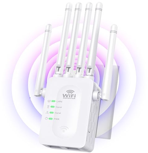 Répéteur WiFi,Amplificateur WiFi,repeteur WiFi Puissant avec 6 Antennes Puissantes,2 Ports LAN,Mode Répéteur & Routeur & AP,repeteur WiFi Exterieur Couverture WiFi de 300 m²,Facile à Installer (ZJ611)