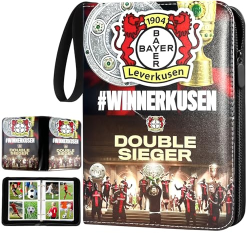 YCWIN Fotbollssamlingsalbum för 400 kort, fotbollssamlingskort, album med dragkedja och 50 avtagbara sidor, sportkorthäfte, 4 fack, stora kortband, 3 ringar kortmapp (LWKS)