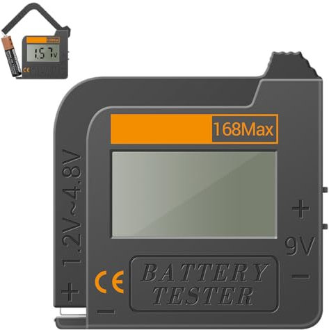 NHQZ Acc Comprobador de Pilas Portátil para AA AAA D C 9 Pilas Estuche con Comprobador Estuche Duro para Pilas Organizador Medidor Digital Comprobador de Pilas