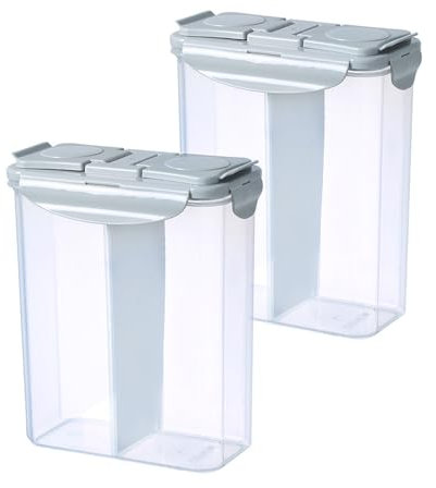 MoFarbe 2Pcs Airtight Clear Cereal Storage Containers - 3L Plastic Food Storage Container with Airtight Lids 2-in-1 Box Kitchen Dispenser for Kitchen Pantry Organization and Storage