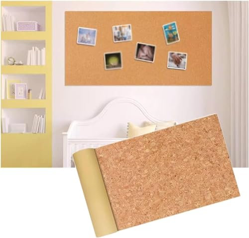 Cork Notice Board, pin board for walls, Self-Adhesive Cork Board Roll, DIY Cork Bulletin Board(1.22x7.38m(8MM))