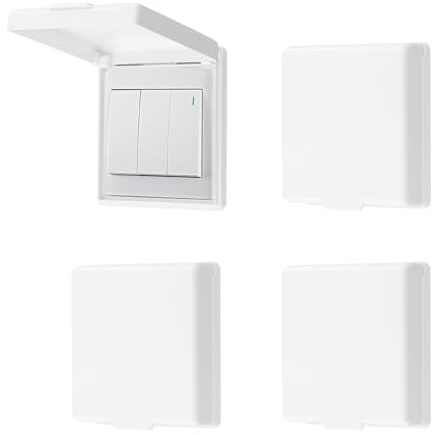 Ziyonix Prese Muro Copertura Impermeabile 4 Pezzi Tipo 86 Copertura per Prese Elettriche per Interruttori, Autoadesive presa coperchio Interruttore per Bagno, Cucina, Soggiorno e Esterno,Bianco