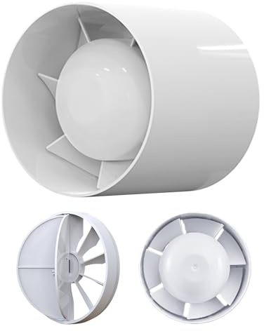 WIYETY Ventilador de tubo de 100 mm: silencioso, extractor de aire en línea, ventilador de tubo de bajo consumo, funcionamiento silencioso, ventilador extractor de humos para baño, cocina