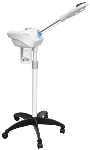 Vaporizador facial 2 en 1 de TuliperMood, vaporizador facial de ozono, 750 W, cosmético, altura ajustable, para salón de belleza, spa, casa, blanco, hidratante, antiacné, desintoxicante