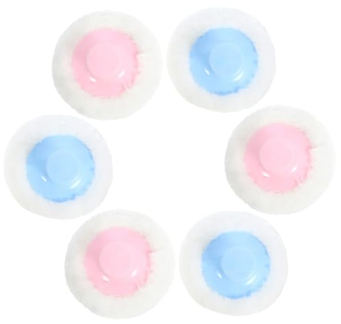 Mikinona 6 St Plysch Babypuderpuff Kit Skonsam Makeupapplikator för Ansikte och Bärbar och Lätt Jämn Applicering av Babypuder Hudvänlig Design för Pojke och Pojke för Hem och Resor