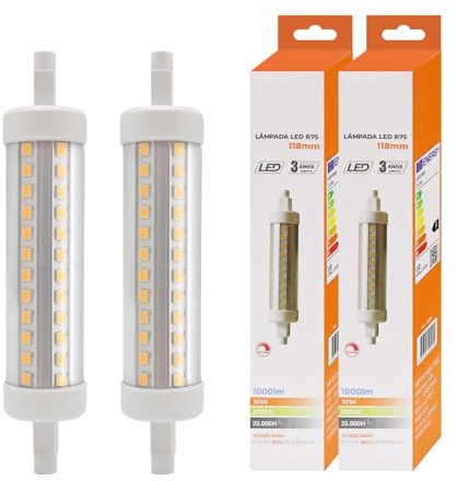 Maxled, Light is Led! R7S LED 118mm Ljuskälla 10W Ersättning 75W Halogenlampa 3000K Varmvitt 1000LM 360° Strålvinkel för Landskapsarbete Säkerhet Markbelysning Dimbar AC 230V 2 Stycken