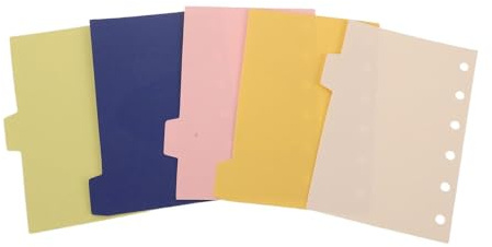 WEKAMOS Separadores de Archivos con Pestañas Mini A7, Divisores de Índice de Carpeta Tamaño Compacto, Hojas Divisorias Resistentes para Organización Oficina y Escuela, Pack 5
