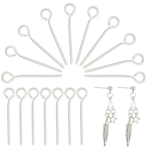 UNICRAFTALE 1000pcs 304 Eyepins de Acero Inoxidable 16mm Open Eye Pins Head Pin Fabricación de Joyas Resultados de Bricolaje Componentes para Cuentas Fabricación de Conector Agujero 2mm Pin 0.6mm