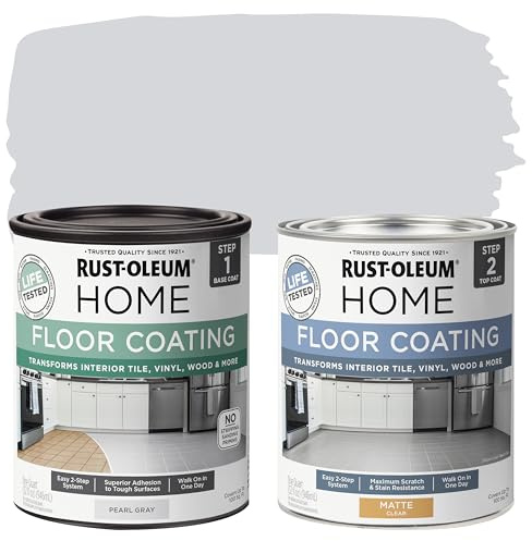Rust-Oleum 367593 Home Interior Floor Coating Kit, Matte Pearl Gray 2 Count (Pack of 1)