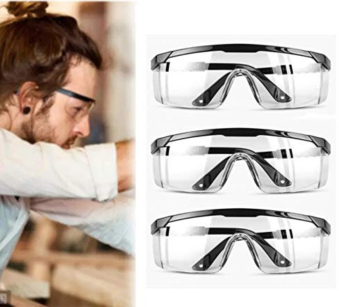 3 Lunettes De Protection Anti-Buée et UV Lunettes et Anti-Rayures pour Les lieux de Travail, Construction, Bricolage, Laboratoire, Soudage, Chimie, Usage Personnel Confortables à Porter