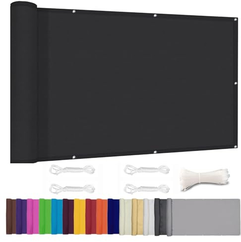 Lingle888 Balcony Privacy Screen for Backyard Deck Patio Balcony Fence Porch Sun Shade PVC UV Protection Sun Wind 8 Days Delivered 14 Colors 20 Sizes 420D(Black,0.9x7m)