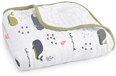 Mama Poppins | Babydecke Kuscheldecke mit süßem Schriftzug Lieblingsmensch aus 100% Musselin Bio-Baumwolle. 4-lagig, extra weich, 120x120 cm. Pucktuch, Stilltuch, Krabbeldecke und Kinderwagendecke.