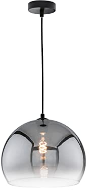 Fischer & Honsel | Pendelleuchte, Amos | sandschwarz| Glas| rauchfarben zu klar| D: 20,00 cm | Ausl. Decke: 150,00 cm| 1x E27 max. 40,0 Watt| 60834