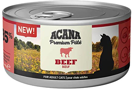 Acana Premium Pâté Manzo | 24 x 85 g | Cibo umido senza cereali per gatti | Ricco di ingredienti di alta qualità e proteine | Può contribuire all'apporto di liquidi