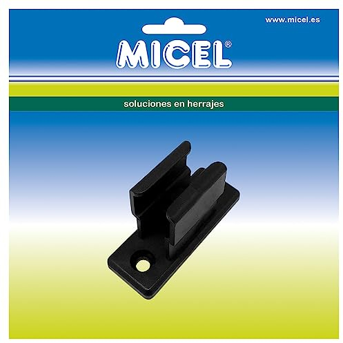 MICEL - 92554 - Pinza de sujeción para manivela de toldo, para anclar en la pared, Color negro, 18,7 x 25,5 x 48,5 mm