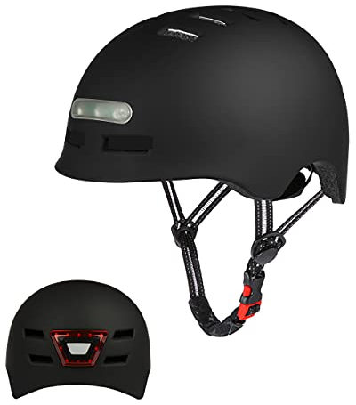 Erwachsene Fahrradhelm mit LED Licht CE-Zertifikate Radhelm Skaterhelm Herren und Damen E-Scooter Roller BMX Helm für Männer & Frauen Trekking City Rennradhelme Jugendhelme Skaterhelm
