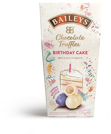 Baileys Birthday Cake Truffles 135g | Original Irish Cream White Chocolate Truffles with Vanilla Truffle Filling| Premium Chocolate Truffles | Perfect Birthday Sweets