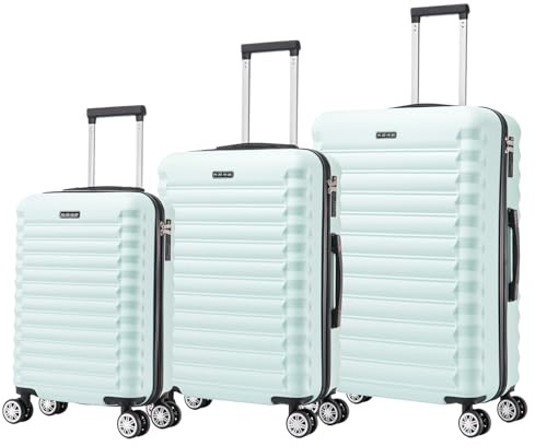 Conjunto de Maletas de Viaje Elegantes: Carcasa Ligera de ABS, Cerradura Numérica, 4 Ruedas Giratorias 360°, Asa Telescópica de Aluminio | Juego de 3 Maletas Trolley Maleta (8008, Turquesa)