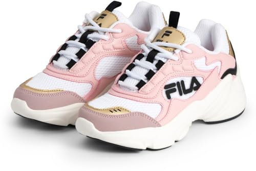 FILA COLLENE Logo Teens Sneaker, White-Powder Pink, 36 EU