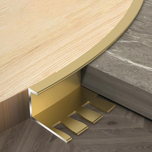 Raouoae High-Performance Tile Trim Strips Bendable Length: 135cm*2 Pieces C-Shape End Profile Waterproof And Moisture-proof For Edge Protection & Floor Joint Coverage(Gold,H:12.5MM)