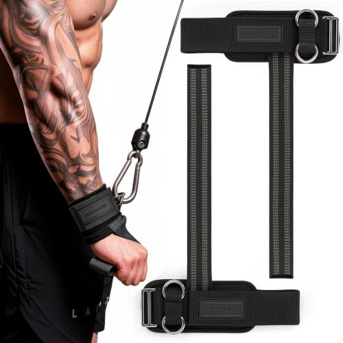MANUEKLEAR 2 Size Gym Lifting Straps with D Rings for Cable Machine | Wrist Straps for Weightlifting, Weight Lifting Wrist Wraps for Men Women